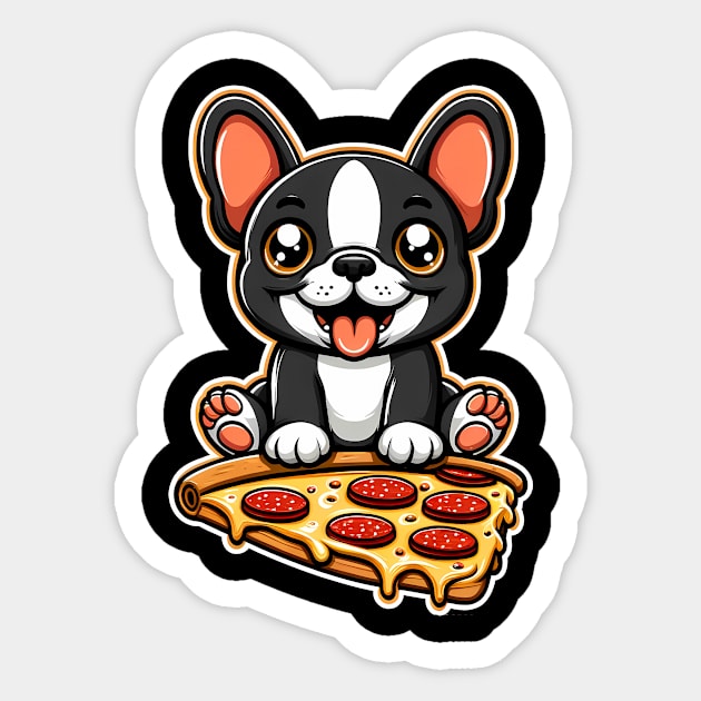 Cute French Bulldog with Pizza Sticker by logiamerch